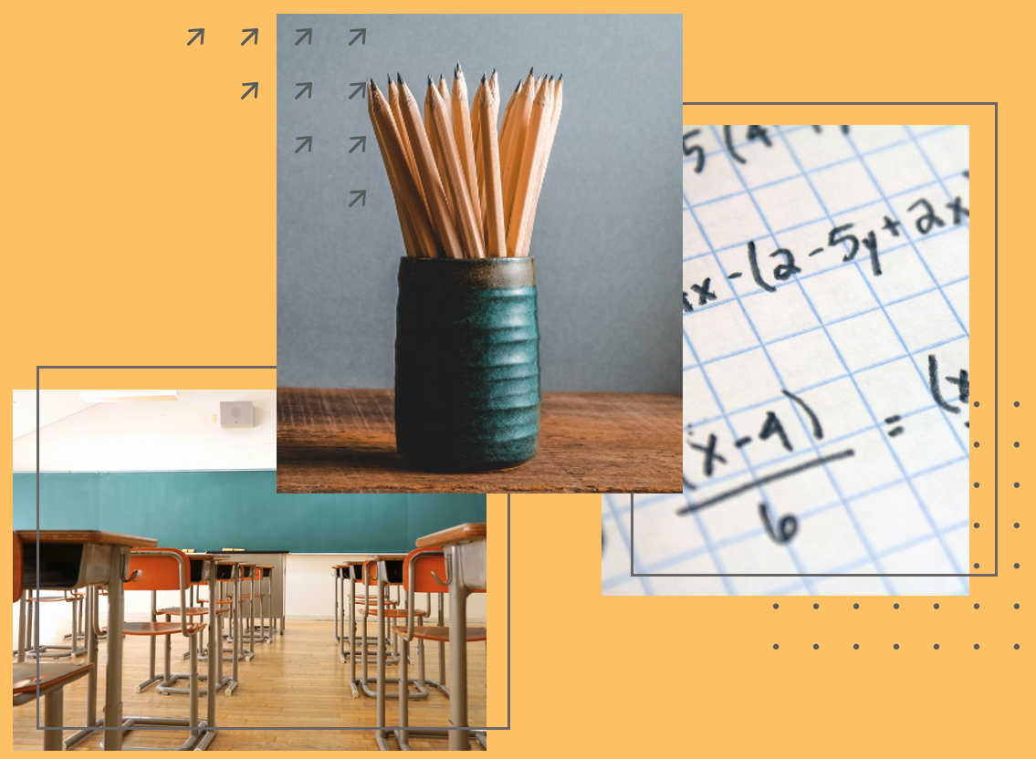 Image of classroom pencils and math